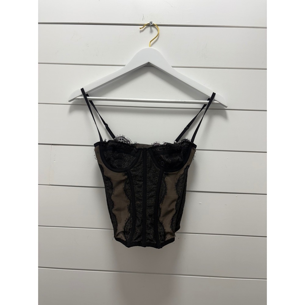 Urban Outfitters Out From Under Black Goth Lace Corset Top Size small